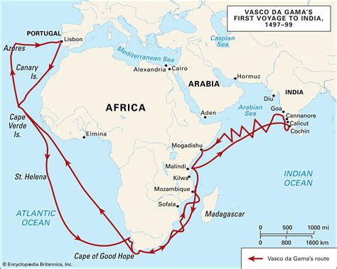vasco da gama sea route to india map